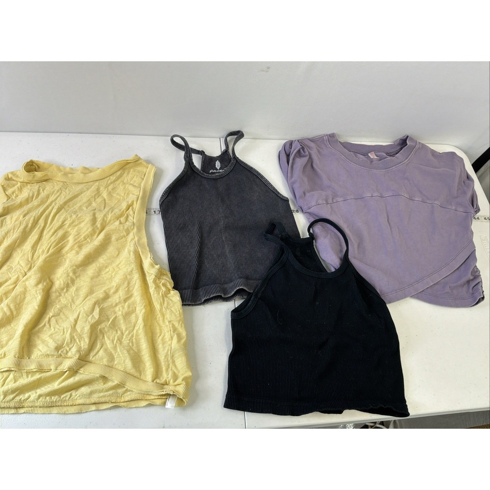 Lot of 4 Free People tops XS/S FP Movement Hot Shot Crossover , ribbed tanks